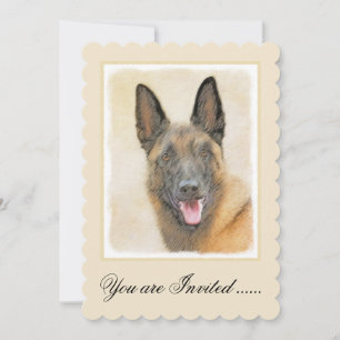 Belgisch Malinois Malerei - Niedliche Original Hun Einladung