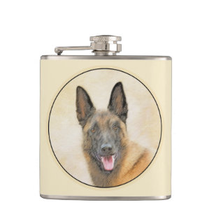 Belgisch Malinois Malerei - Niedliche Original Hun Flachmann
