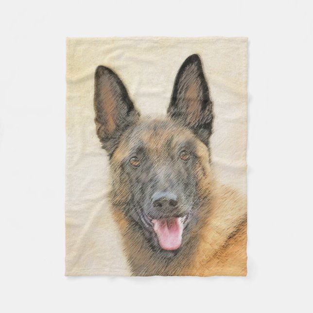 Belgisch Malinois Malerei - Niedliche Original Hun Fleecedecke (Vorderseite)