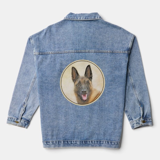 Belgisch Malinois Malerei - Niedliche Original Hun Jeansjacke (Rückseite)