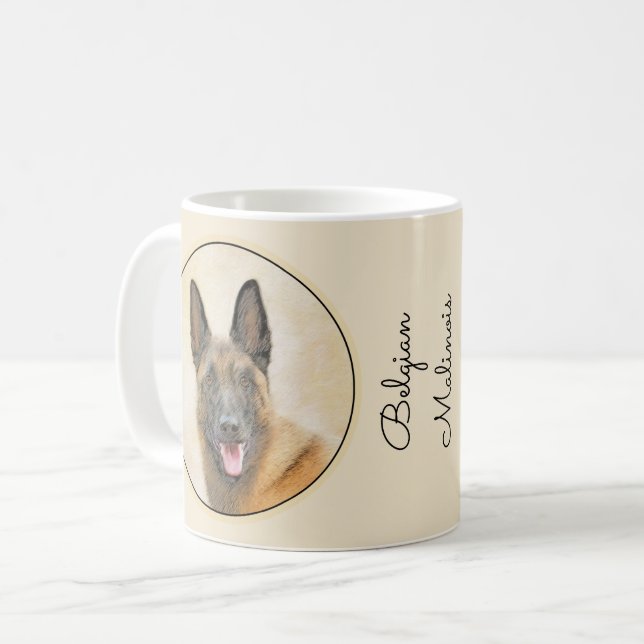 Belgisch Malinois Malerei - Niedliche Original Hun Kaffeetasse (Vorderseite Links)