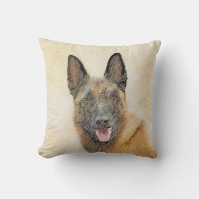 Belgisch Malinois Malerei - Niedliche Original Hun Kissen (Vorderseite)