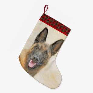 Belgisch Malinois Malerei - Niedliche Original Hun Kleiner Weihnachtsstrumpf