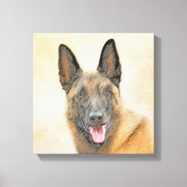 Belgisch Malinois Malerei - Niedliche Original Hun Leinwanddruck (Vorderseite)