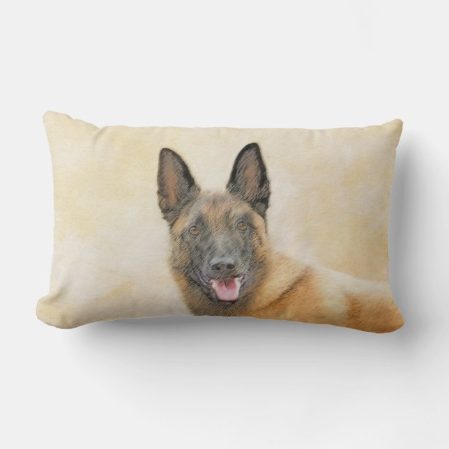 Belgisch Malinois Malerei - Niedliche Original Hun Lendenkissen (Vorderseite)