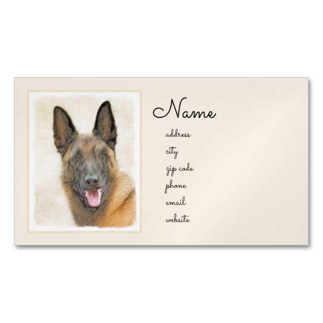 Belgisch Malinois Malerei - Niedliche Original Hun Magnetische Visitenkarte (Vorderseite)