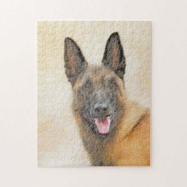 Belgisch Malinois Malerei - Niedliche Original Hun Puzzle (Vertikal)