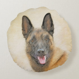 Belgisch Malinois Malerei - Niedliche Original Hun Rundes Kissen