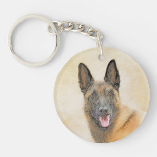 Belgisch Malinois Malerei - Niedliche Original Hun Schlüsselanhänger