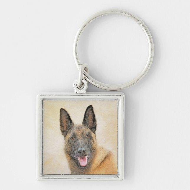 Belgisch Malinois Malerei - Niedliche Original Hun Schlüsselanhänger (Vorne)