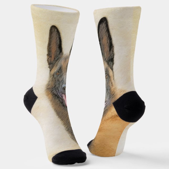 Belgisch Malinois Malerei - Niedliche Original Hun Socken (Gewinkelt)