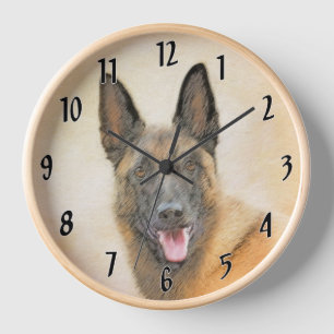Belgisch Malinois Malerei - Niedliche Original Hun Uhr