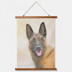 Belgisch Malinois Malerei - Niedliche Original Hun Wandteppich Mit Holzrahmen