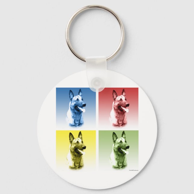 Belgisch Malinois Pop Art Schlüsselanhänger (Vorderseite)