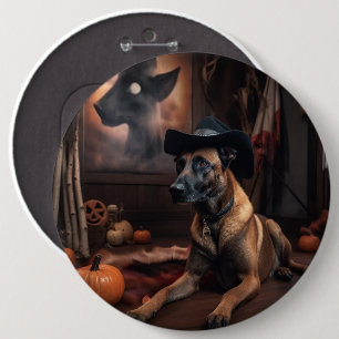 Belgisch Malinois Pumpkins Halloween Beängstigend Button