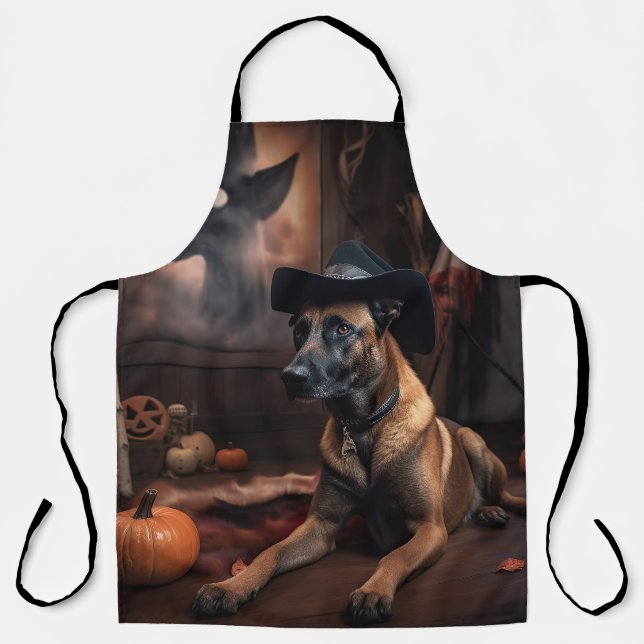 Belgisch Malinois Pumpkins Halloween Beängstigend Schürze (Vorderseite)