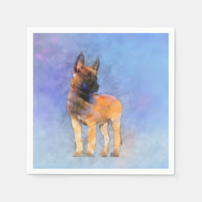 Belgisch Malinois Puppy Painting - Mechelaar Serviette (Vorderseite)