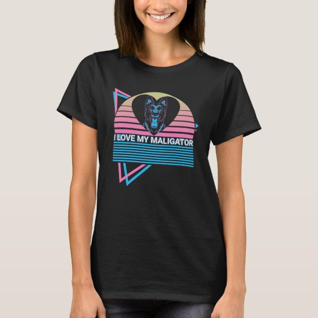 Belgisch Malinois Retro I Liebe Mein Maligator T-Shirt (Vorderseite)