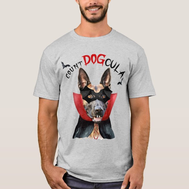 Belgisch Malinois Vampire Dog Funny Halloween T-Shirt (Vorderseite)