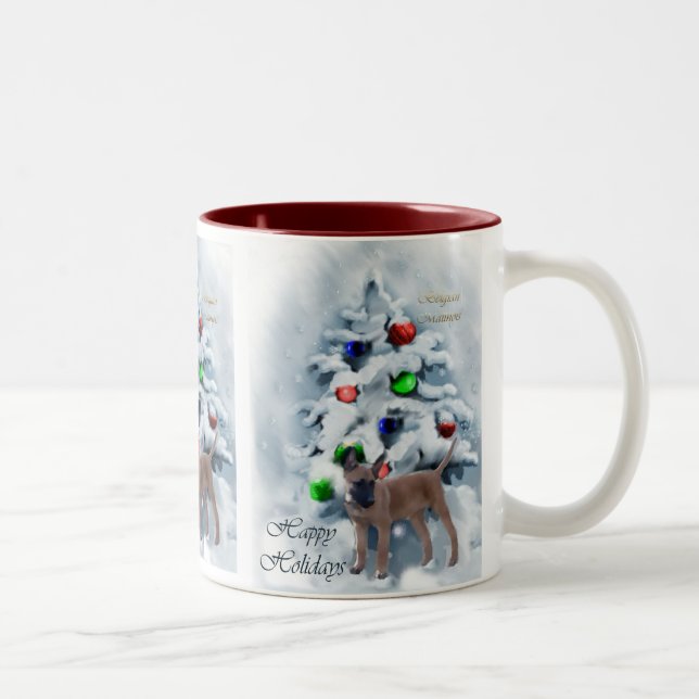 Belgisch Malinois Weihnachtsgeschenke Zweifarbige Tasse (Rechts)