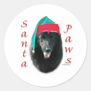 Belgisch Sheepdog Santa Paws Runder Aufkleber
