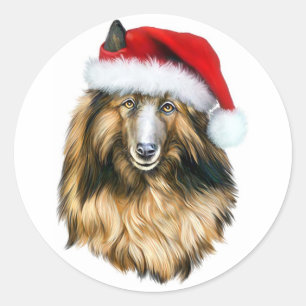 Belgisch Tervuren Christmas Santa Runder Aufkleber