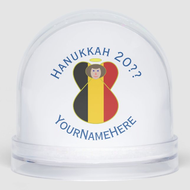 Belgische Angel Hanukka-Fahne Personalisiert Schneekugeln (Vorderseite)