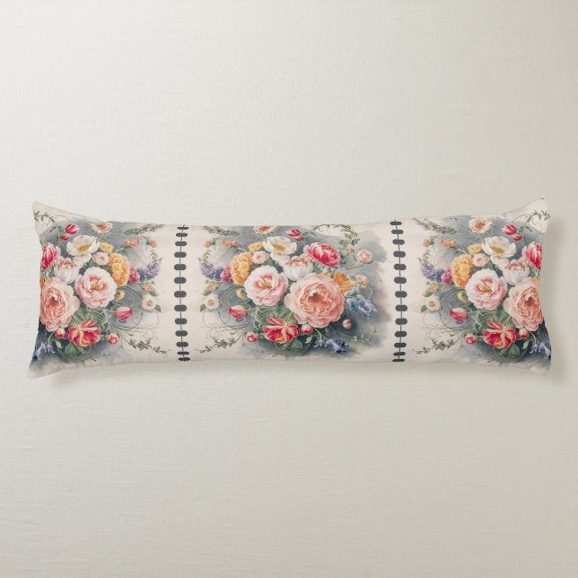 Belgische Blumengestelle Body Pillow Seitenschläferkissen (Vorderseite)