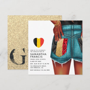 Belgische Denim-Girl-Abschlussfeier-Einladung Einladung