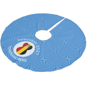 Belgische Flagge Engel Hanukkah Personalisiert Polyester Weihnachtsbaumdecke