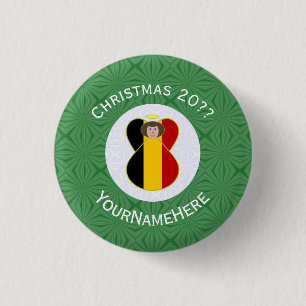 Belgische Flagge Engel Weihnachten Personalisiert Button