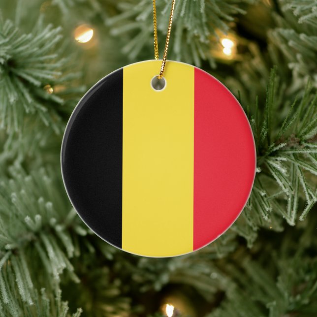 belgische Flagge Keramik Ornament (Baum)