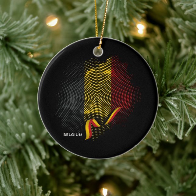 Belgische Flagge Keramik Ornament (Baum)