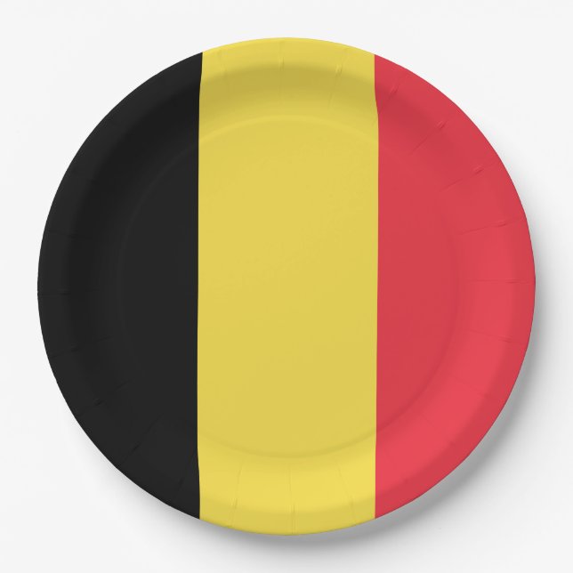 belgische Flagge Pappteller (Vorderseite)