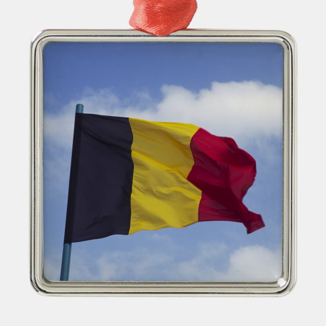 belgische Flagge (RF) Silbernes Ornament (Vorne)