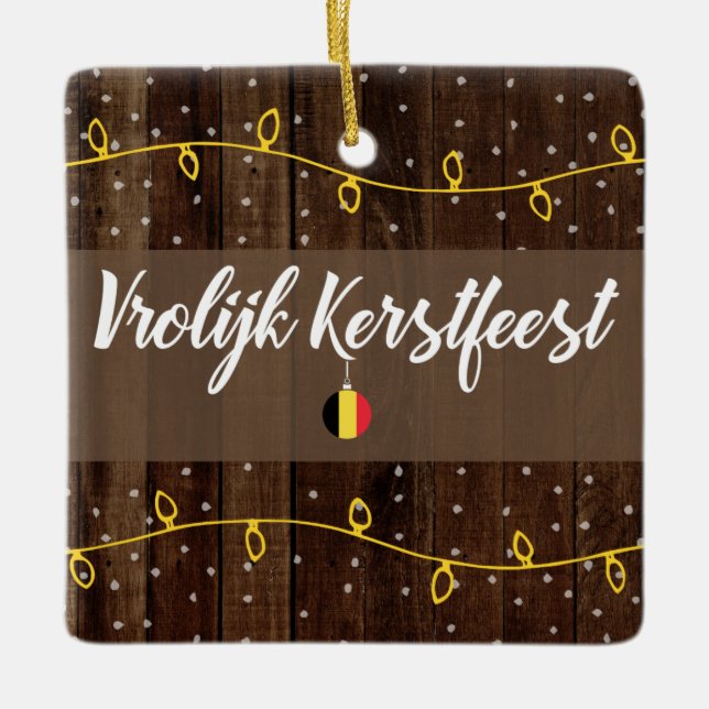 Belgische frohe Weihnachten, Vrolijk Kerstfeest Keramikornament (Vorderseite)