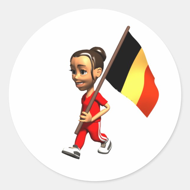 Belgische Girl Runder Aufkleber (Vorderseite)