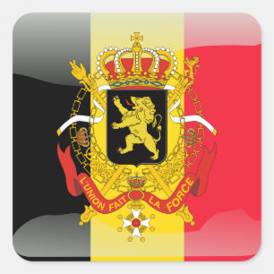 Belgische Hochglanzflagge Quadratischer Aufkleber