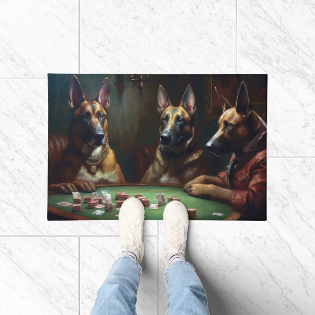 Belgische Hunde Malinoi Poker Art Fußmatte (Indoor)