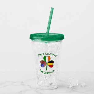 Belgische Irische Amerikanische Flaggen Shamrock P Acryltrinkbecher