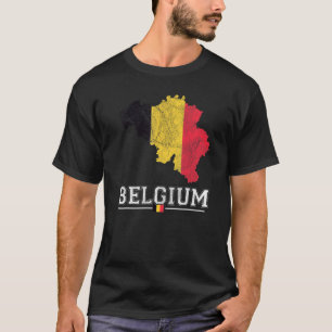Belgische Karte und Flagge Souvenir beklagt Belgie T-Shirt