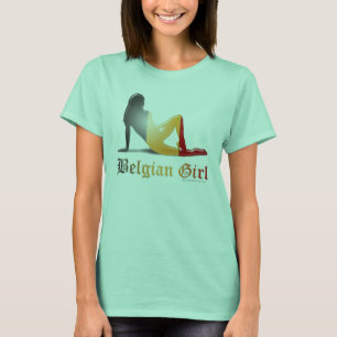Belgische Mädchen-Silhouette-Flagge T-Shirt