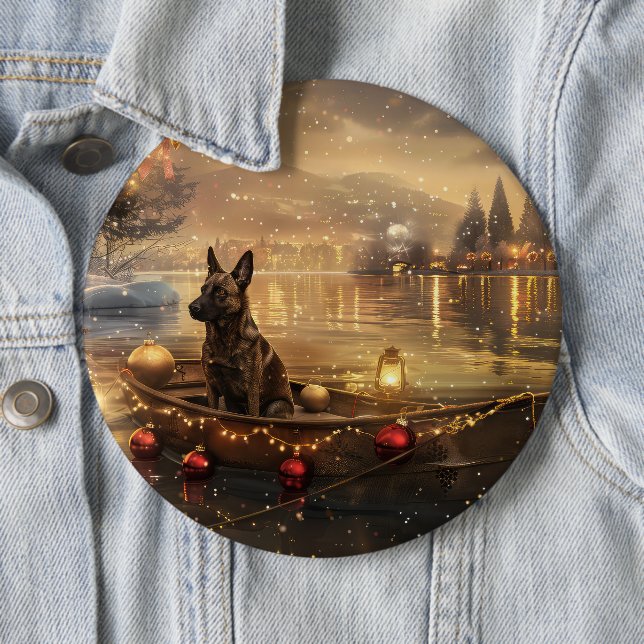 Belgische Malinoi Weihnachtsfeiertage Button (Beispiel)