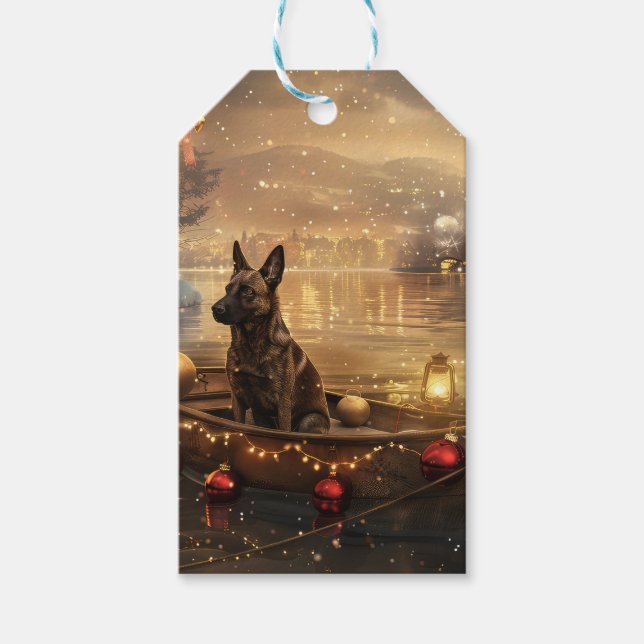 Belgische Malinoi Weihnachtsfeiertage Geschenkanhänger (Vorderseite)
