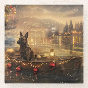 Belgische Malinoi Weihnachtsfeiertage Glasuntersetzer