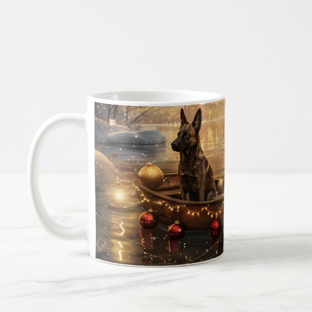 Belgische Malinoi Weihnachtsfeiertage Kaffeetasse (Links)