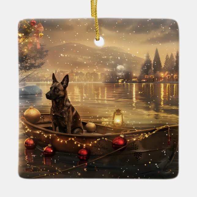 Belgische Malinoi Weihnachtsfeiertage Keramikornament (Vorderseite)