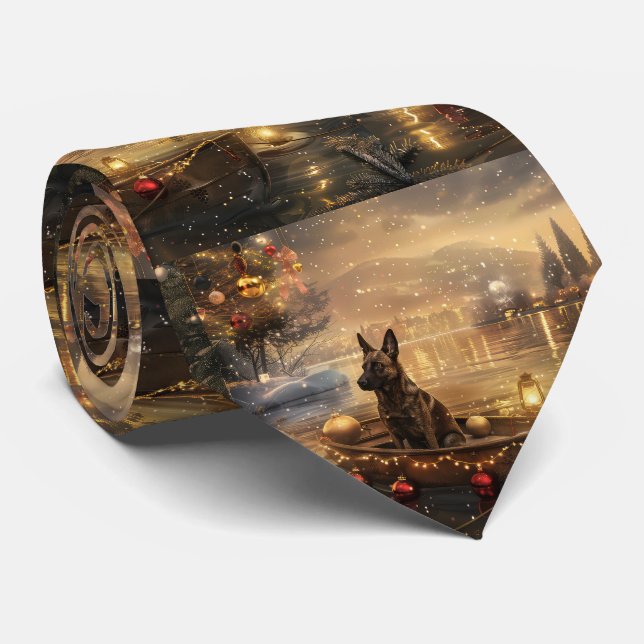 Belgische Malinoi Weihnachtsfeiertage Krawatte (Gerollt)