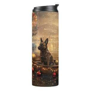 Belgische Malinoi Weihnachtsfeiertage Thermosbecher