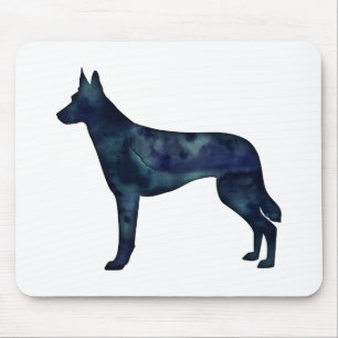 Belgische Malinois Black Watercolor-Silhouette Mousepad
